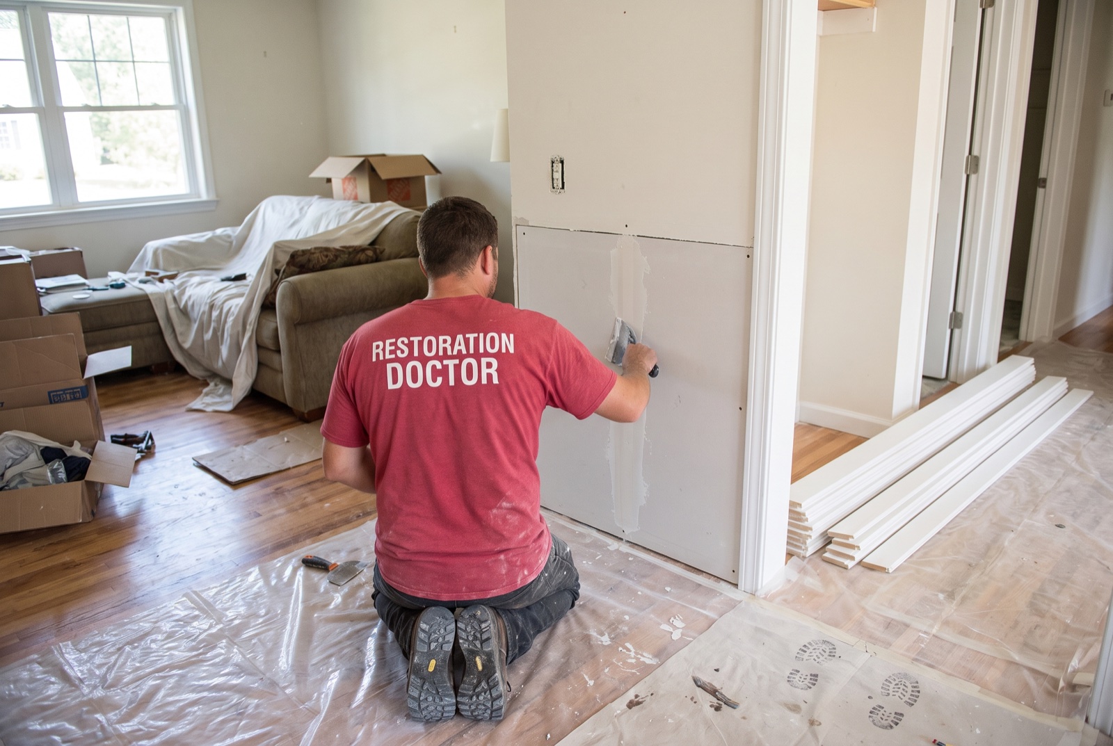 Reconstruction and finish repairs following mitigation — illustrative; fire & smoke damage restoration serving Miami